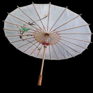 Elegant White Parasol with Floral Design